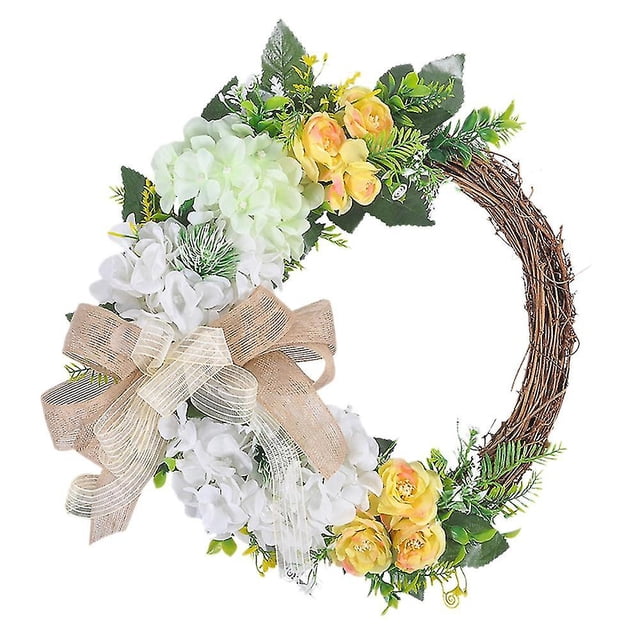 Guirnalda de ratán de 40cm para colgar en la puerta del hogar, decoración rústica, decoración de Pascua, Compatible con fiestas y festivales Ce