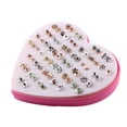 thumbnail image 5 of Pendientes de botón para mujer, pendientes de botón, pendientes de botón para mujer, color dorado, 36 pares de pendientes, pendientes de botón con forma de corazón, llave y flor., 5 of 5