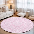 thumbnail image 2 of Round Area Rugs 6Ft, Pink Boho Flowers Non-Slip Washable Circle Rugs Carpet, Vintage Ethnic Flowers Botanical Indoor Outdoor Rug Floor Mats Throw Runner for Bedroom Living Room Bathroom, 2 of 8