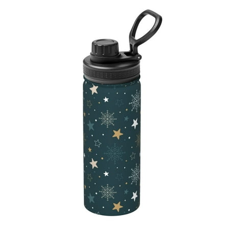 

Uemuo Christmas Snowflake 18OZ Insulated Kettle Sports Water Bottle Stainless Steel Kettle Vacuum Insulated Flask Flip Lid Travel Mug