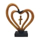 thumbnail image 2 of Escultura de corazón de resina para escritorio | Dos corazones con diseño de cruz | Regalo de San Valentín para ella, decoración para el hogar y la oficina | Marrón o plateado, 2 of 6