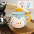 thumbnail image 4 of Taza de cerámica con corona de oso bonito de 400ml, taza creativa con personalidad para desayuno y leche, taza con animal de dibujos animados, 4 of 5