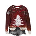 thumbnail image 4 of Craaazy Women's Christmas Fashion Casual Printed Round Neck Capless Loose Long Sleeve Tops Gifts, 4 of 4