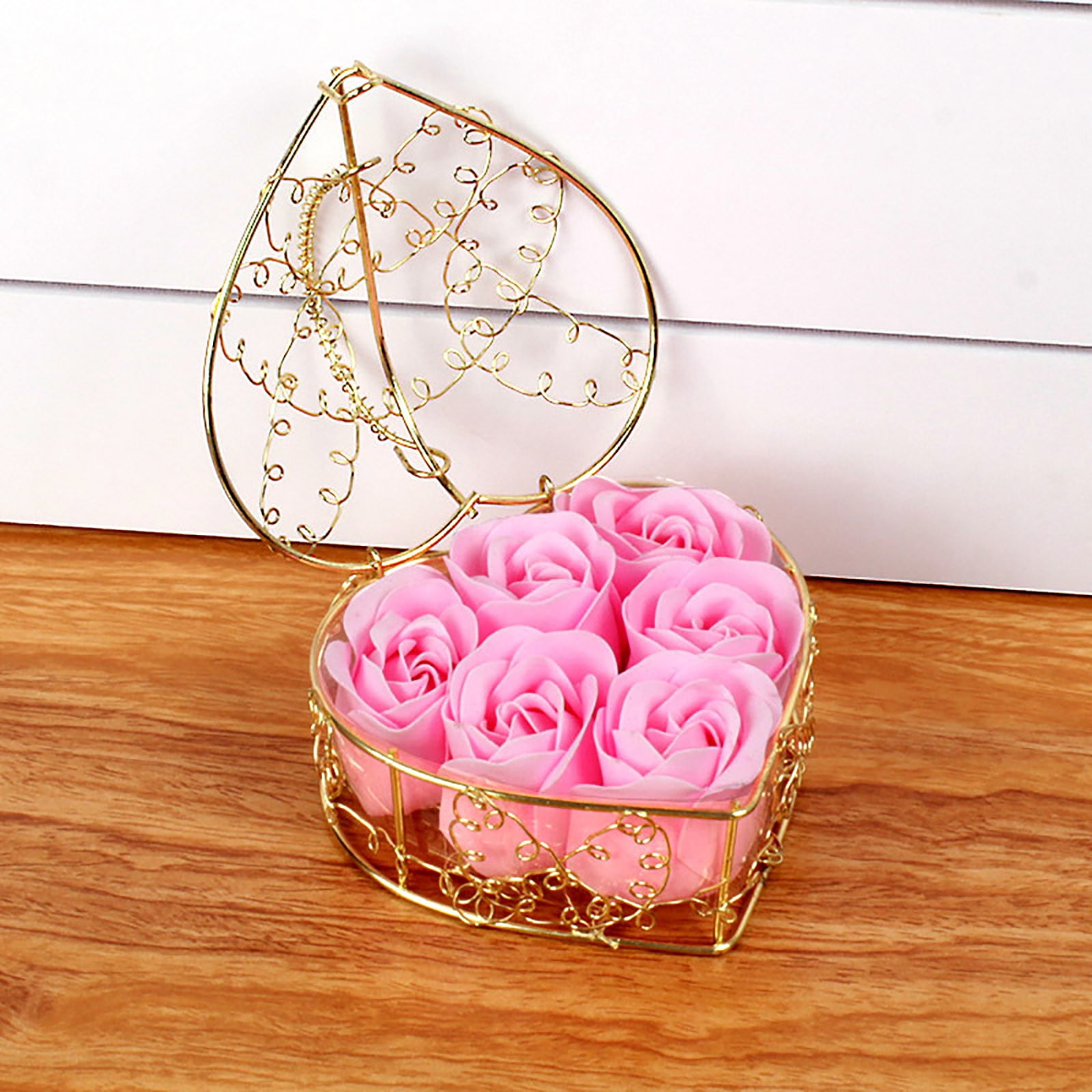 EJWQWQE Iron Basket Rose Soap Flower Gift Box Tanabata Valentine's Day