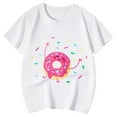 thumbnail image 4 of Tfken Toddler Girl Kids T-Shirts Crew Neck Short Sleeve Tops Doughnut Print Summer Soft Girls Tee Blue Size 12-13 Years, 4 of 4
