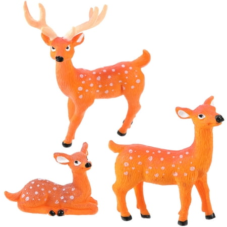 

FRCOLOR 3Pcs Deer Adornments Cake Deer vehicle Decor Creative Gift for Kids (Brown)