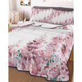 thumbnail image 3 of Quilts Twin Size Bedding Set, Pink Wisteria Lightweight Quilted Comforter, Sprinng Summer Pastoral Flowers Botanical Soft Reversible Bedspread Coverlet with Pillow Covers for All Season, 68" x 86", 3 of 7