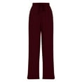 thumbnail image 4 of Ltctricy Women's Fleece Lined Sweatpants Elastic High Waisted Straight Leg Yoga Lounge Pants Workout Casual Trousers(Wine,X-Large), 4 of 6