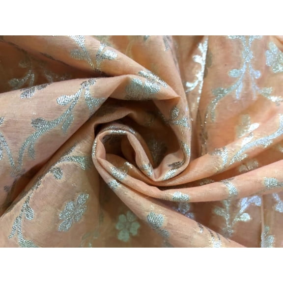 Silk Brocade fabric 44" wide peach Jacquard BRO915[2]