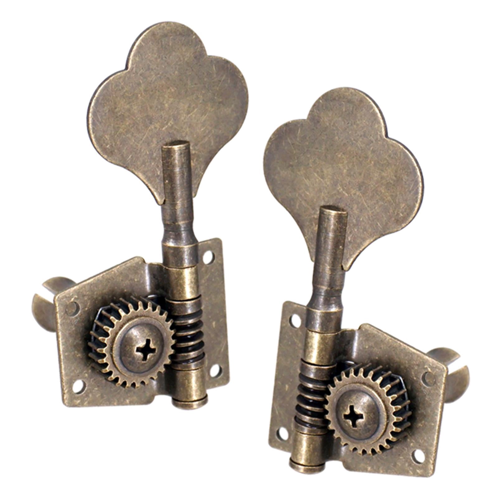 LeeQinersw 4 Open Bass Tuning Pegs Electric Bass Tuning Pegs Machine Heads Knobs Metal Bass 4R Bronze