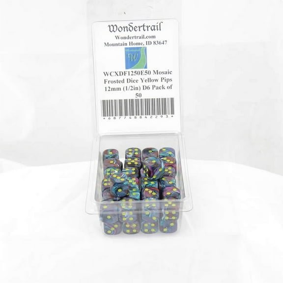 Mosaic Festive Dice with Yellow Pips 12mm (1/2in) D6 Pack of 50 Wondertrail