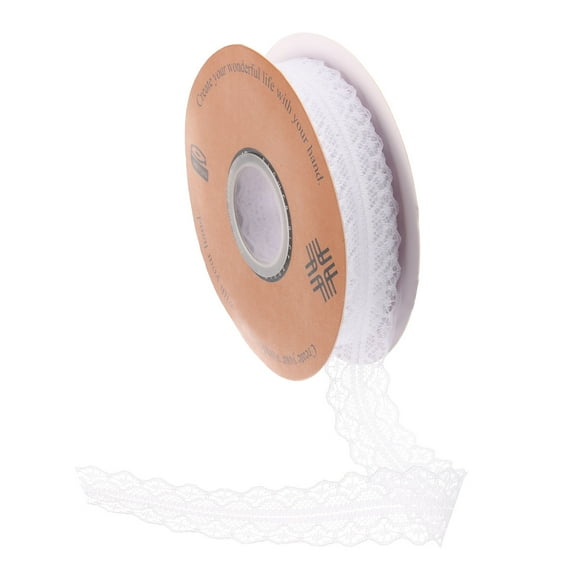 Uxcell Lace Trim Ribbon Polyester Wedding Lace Ribbon Lace Gift Wrap Ribbon for Dress Decorations White 50Yard