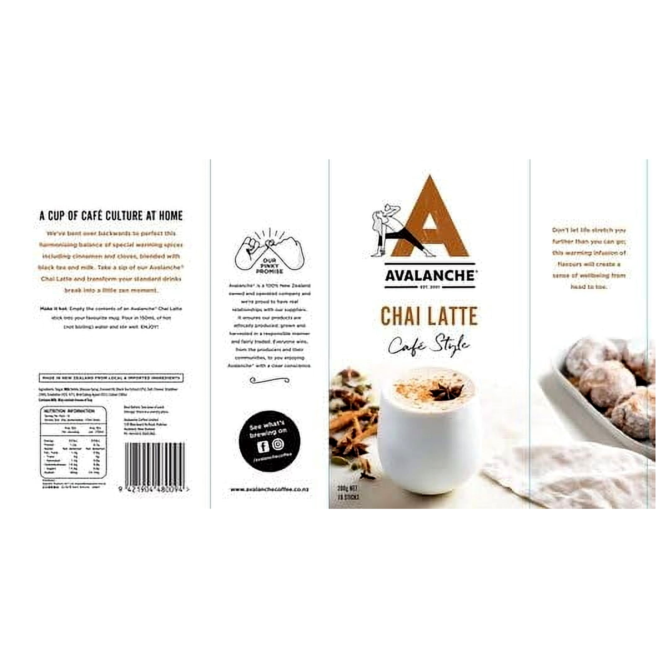 Avalanche Chai Latte Caf Style specialty sweet spicy coffees give you that velvety smooth decadent coffee break in a cup. 10 packets per 5.64 oz. box