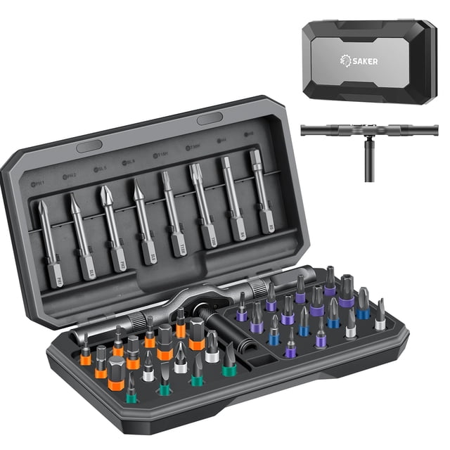 Juego de destornilladores Saker 42 en 1 con mango en forma de T y estuche de almacenamiento