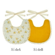 Muslin Cotton Baby Boys Girls Bibs Double Side Flower Rainbow Print Saliva Towel Infant Feeding Burp Cloth Kids Adjustable Scarf 2
