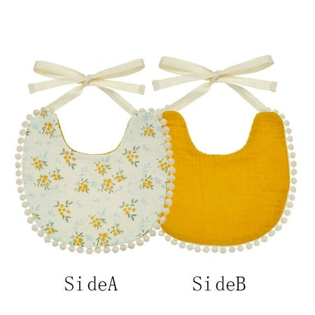 Muslin Cotton Baby Boys Girls Bibs Double Side Flower Rainbow Print Saliva Towel Infant Feeding Burp Cloth Kids Adjustable Scarf 2