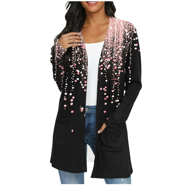 Cardigans Longs pour Femmes Chemises Longues pour Femmes Mode Décontractée Imprimée Chemise à Manches Longues Cardigan