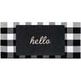 thumbnail image 1 of Tapis à Carreaux Noir et Blanc en Coton avec Tapis Hello, Tapis d'Entrée pour Porche, 1 of 1