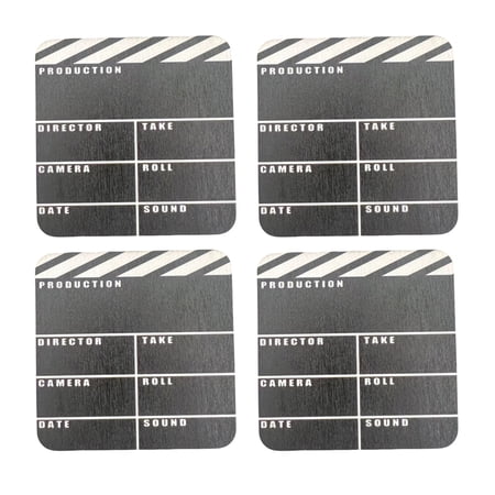 Director Print Coasters 4pcs Movie Cinema Lapper Board Wooden Coasters Set Waterproof Teapot Mats Durable Drink Placemats for Coffee Table Home Office