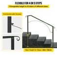 thumbnail image 4 of VEVOR Handrails for Outdoor Steps, Fit 4 or 5 Steps Outdoor Stair Railing, Arch#4 Wrought Iron Handrail, Height adjustable Railing, Black, 4 of 10