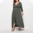 thumbnail image 3 of Awdenio Spring Dresses for Women Plus Size Wedding Guest Maxi Dress Long Sleeve Wrap V Neck High Low Split Ruffle Cocktail Dress,Size 4XL, 3 of 4