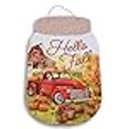 thumbnail image 3 of Glitter Autumn Jar-Shaped Pumpkins ''Hello Fall'' Hanging Sign with Burlap Embellishment - Approximately 8.5 x 13 Inches, 3 of 3