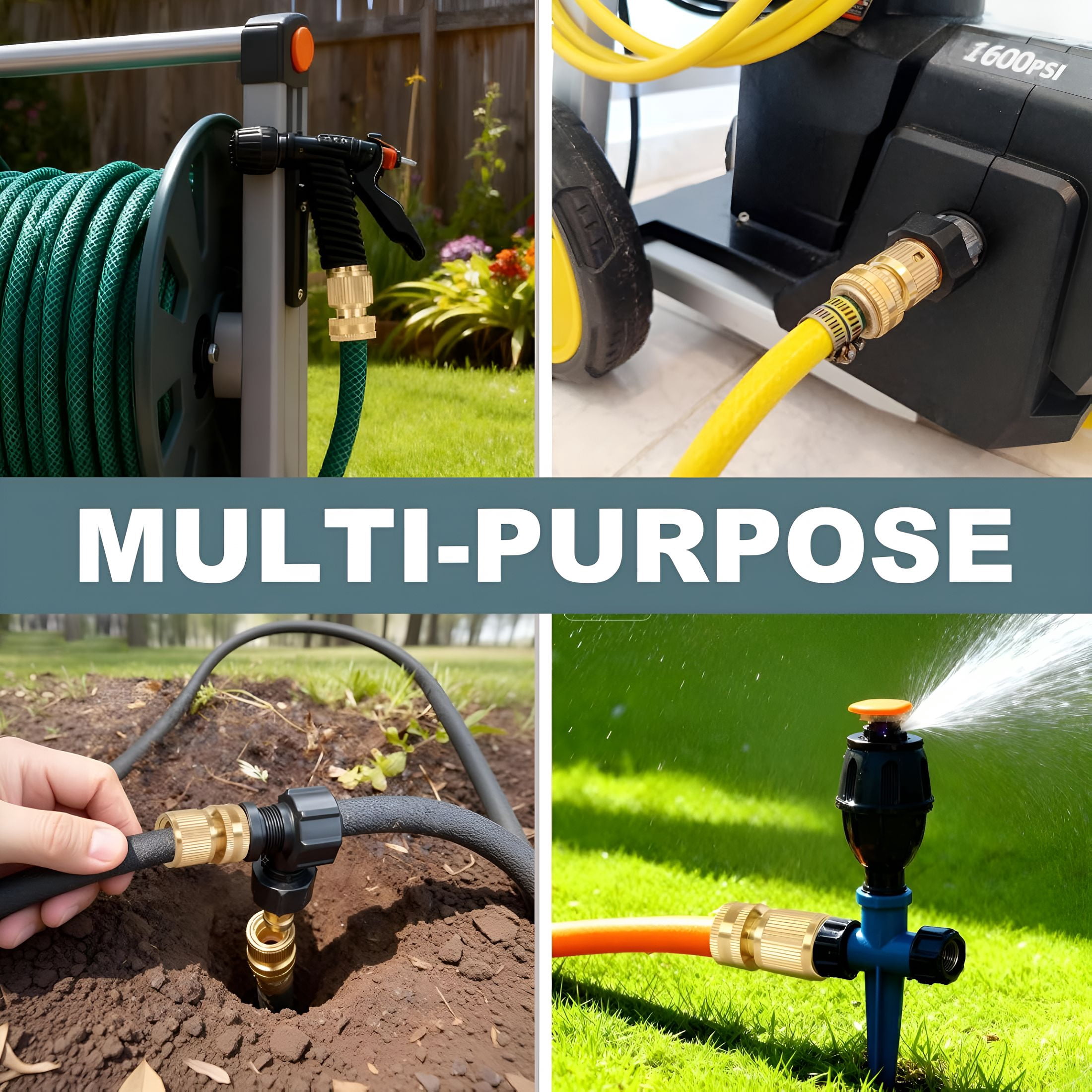 HIBIBUD Garden Hose Quick Connect,Solid Brass 3/4 Inch Ght Leak-Proof Connectors,Heavy Duty Male&Female Quick Connect Hose Fittings,Easy Connect Water for Sprinkler&Pressure Washer