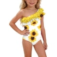 thumbnail image 3 of MKOSPLRT Little Girls' Floral Print One-Shoulder One-Piece Swimsuit with Flowers UPF 50+ UV Protection Quick Dry Bathing Suit for 12 Months-5 Years, 3 of 10