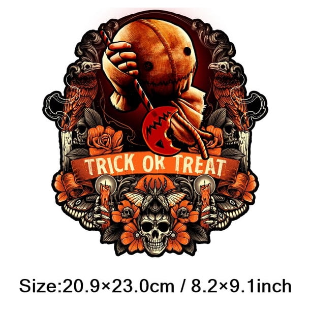 Parches de transferencia de calor de película de terror para Halloween, sudaderas con capucha DIY, sudaderas con capucha, pegatinas de calor de chaqueta, apliques de decoración