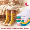 thumbnail image 4 of EALLCO Girls Crew Socks 12 Pairs Colorful Pattern Soft Breathable Casual Kids Socks, 4 of 6