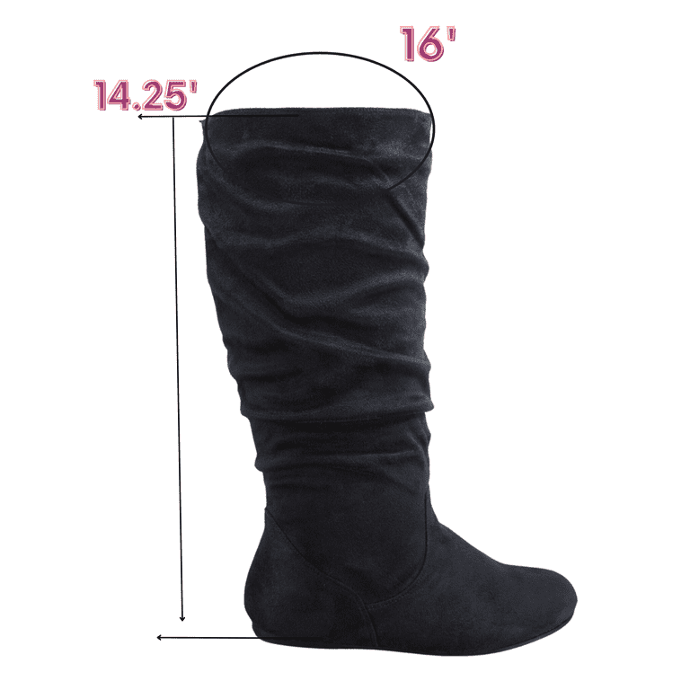 Women s Casual Flat Heel Pull Up Slip On Wide Calf Knee High Mid Calf Boots Shoes Gray 6 Walmart
