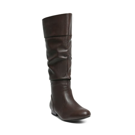 

Dream Pairs Womens Wide Calf Faux Fur Slouchy Low Heel Side Zip Knee High Boots Blvd-W Wide/Calf/Brown Size 7
