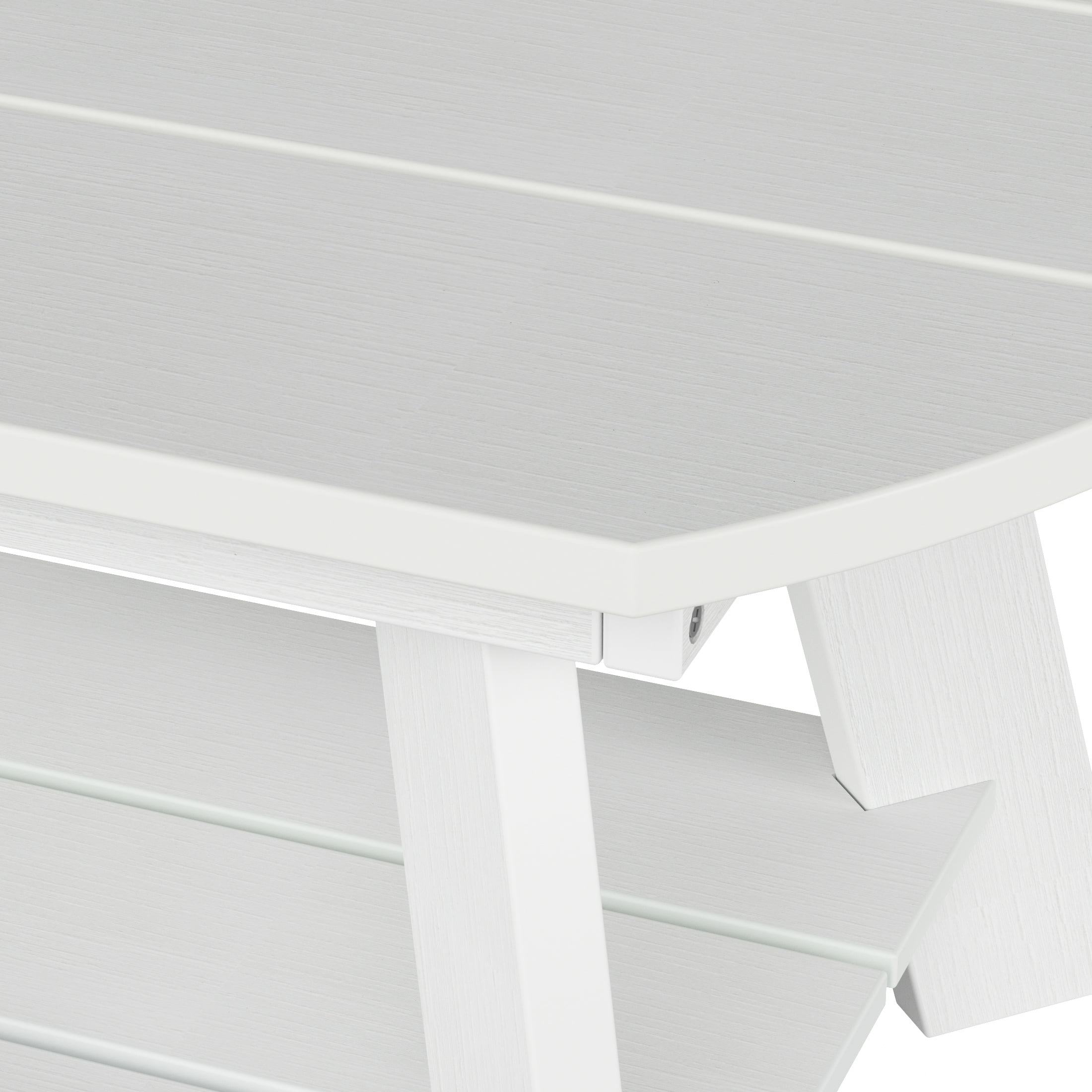 WestinTrends Tuscany Outdoor Coffee Table, Real Wood Like All Weather HIPS 2 Tier Patio Adirondack Coffee Table, White