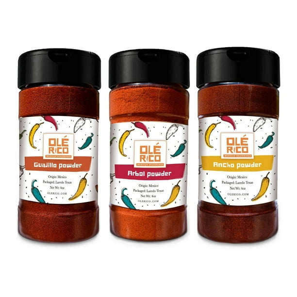 Chile Powder 3 Pack Bundle - Ancho, Guajillo, and Arbol ...