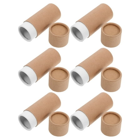 Luxshiny 6Pcs Brown Kraft Paper Tube Containers Round Cardboard Boxes with Lid for Storage