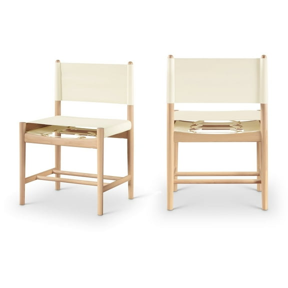 Meridian Furniture Rawlins Cream Vegan Leather Upholstered Dining Chair, Set of 2