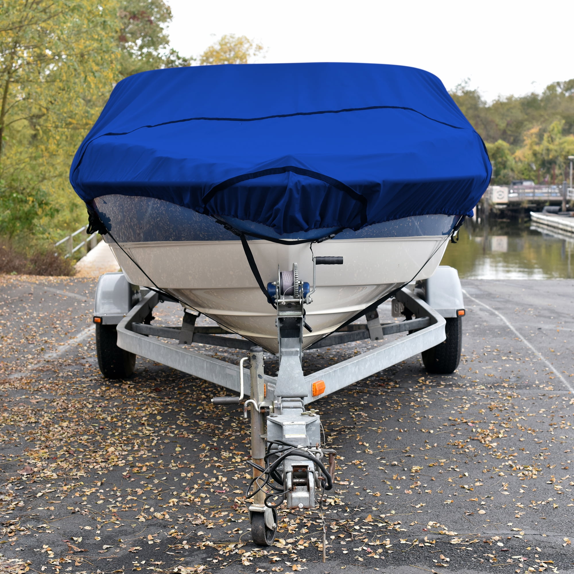 Budge American Flagship Boat Cover, Fits V-Hull Fishing Boats, Blue, 20'-22' Long (Beam Width Up to 106")