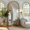 thumbnail image 5 of Melodieux Arched Mirror Full Length with Stand 71" x 26" Full Body Standing Mirror Black Aluminum Alloy Thin Frame Floor Mirror Hanging Leaning against Wall for Home Decor, 5 of 5