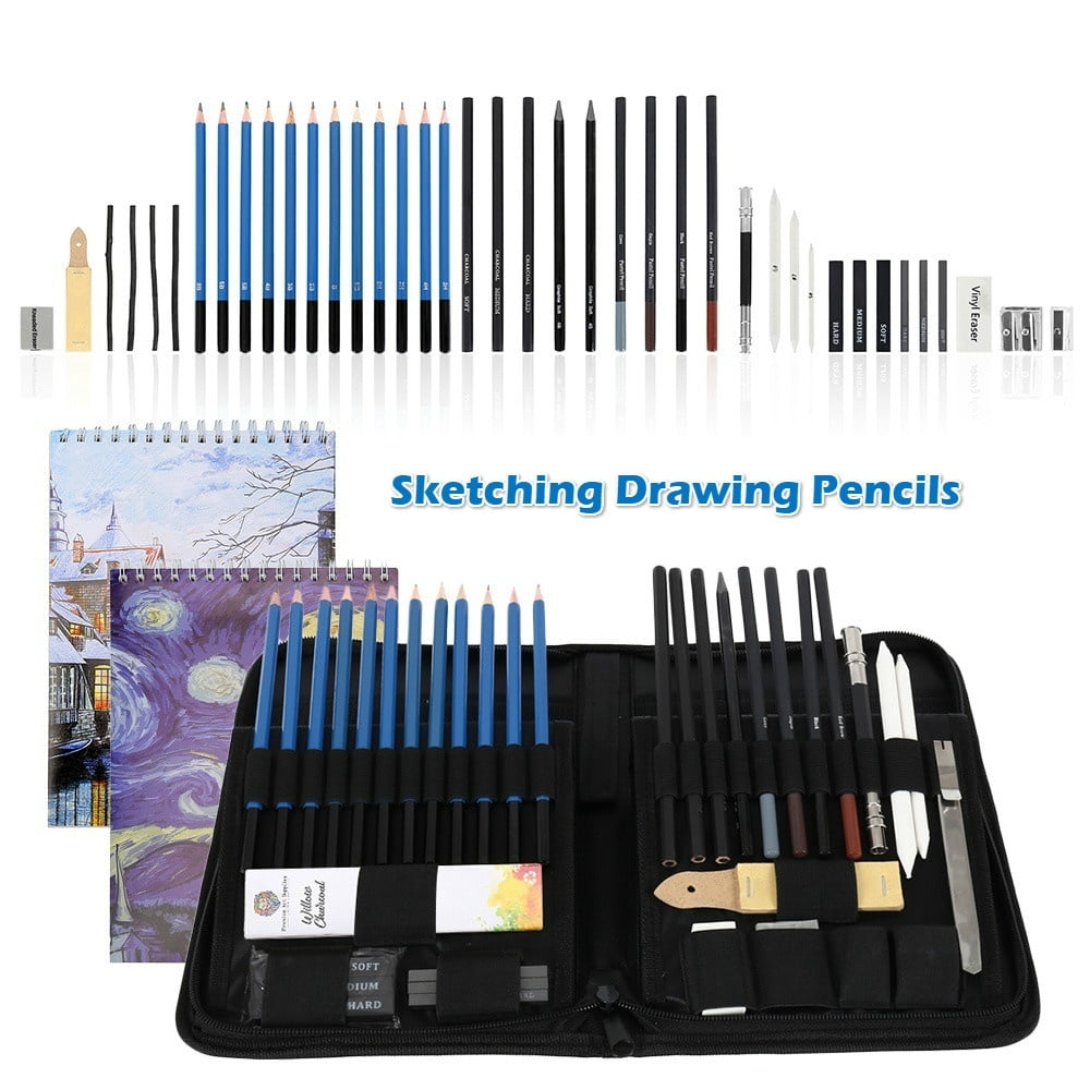 Artist 35 Pieces Sketch Pencils Charcoal Drawing Set Sketching Pencil Set  Roll up Canvas Carry Pouch