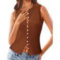 thumbnail image 6 of Slim Fit Women Sleeveless Button Down Knit Tank Tops, 6 of 7