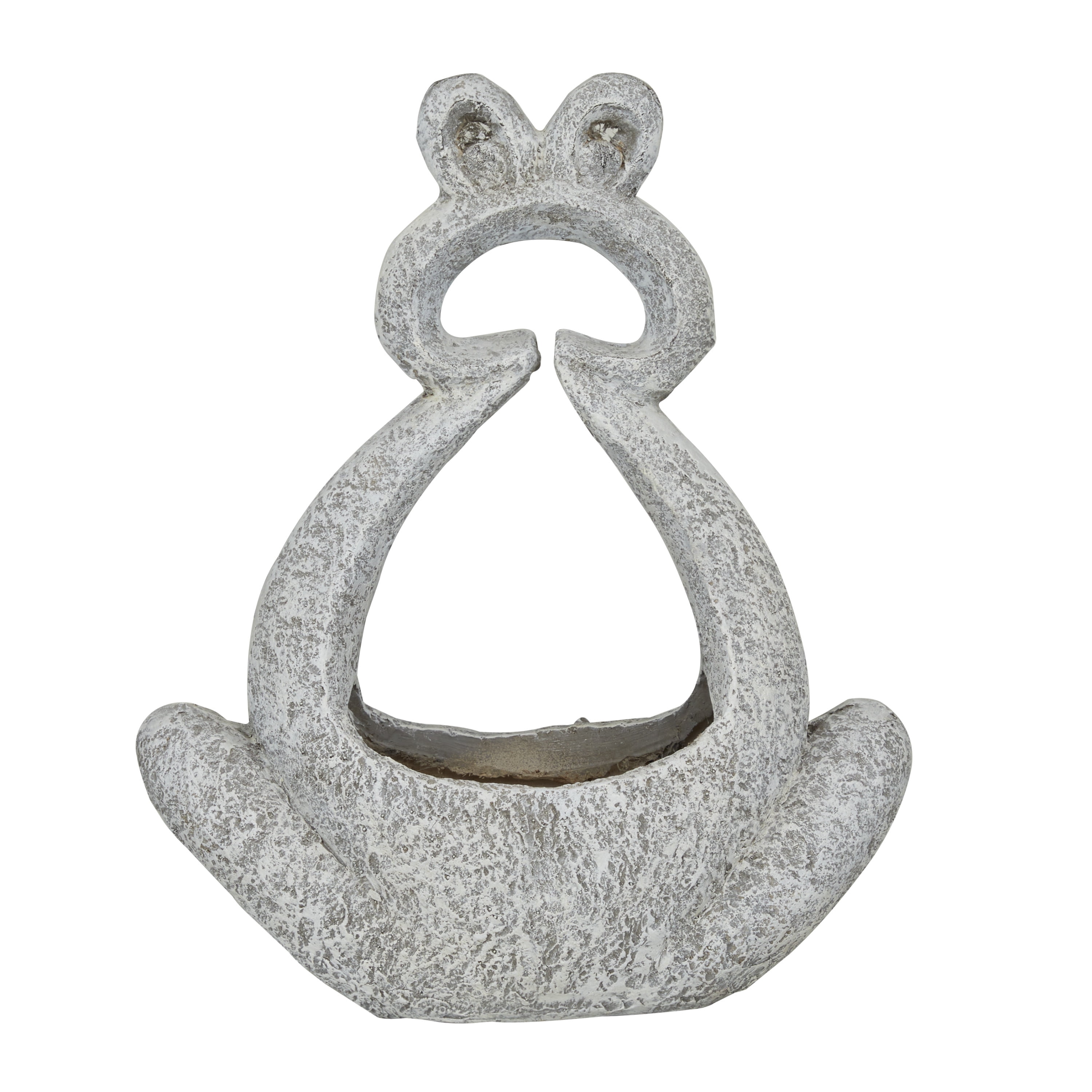 DecMode 17" x 20" Indoor Outdoor Gray Fiberglass Frog Planter with Stone Mosaic Design