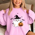 thumbnail image 6 of DJDLJWCJ Girls Halloween Fleece Sweatshirt Long Sleeve Crew Neck Oversized Graphic Pullover Kids Fall Casual Halloween Sweatshirts Pink Size 2T, 6 of 7
