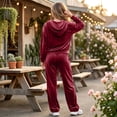 thumbnail image 5 of Szluipve Women Velvet 2 Piece Tracksuit Zip Up Hooded Long Sleeve Jacket High Waist Wide Leg Pants Casual Solid Loungewear Matching Set, 5 of 6