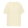 thumbnail image 5 of Zunfeo Summer Tops for Women Trendy Casual Short Sleeve Blouse Short Sleeve Basic Tops- Beige 4, 5 of 6