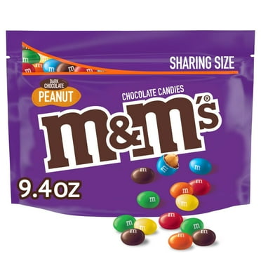 M&M'S Peanut Dark Chocolate Candy, Sharing Size, 9.4 oz Resealable Bag (Package May Vary)