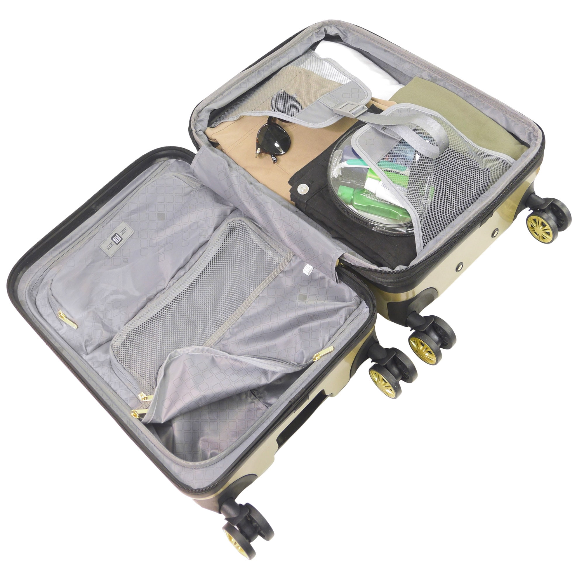 Grove 27 Inch Rolling Luggage, Hardshell Suitcase with Spinner Wheels, Gold