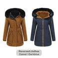 thumbnail image 2 of Agkizg Women Fall Winter Jackets Reversible Warm Cottons Padded Jacket Removable Hood Long Sleeve Zip Up Thick Casual Outerwear, 2 of 4