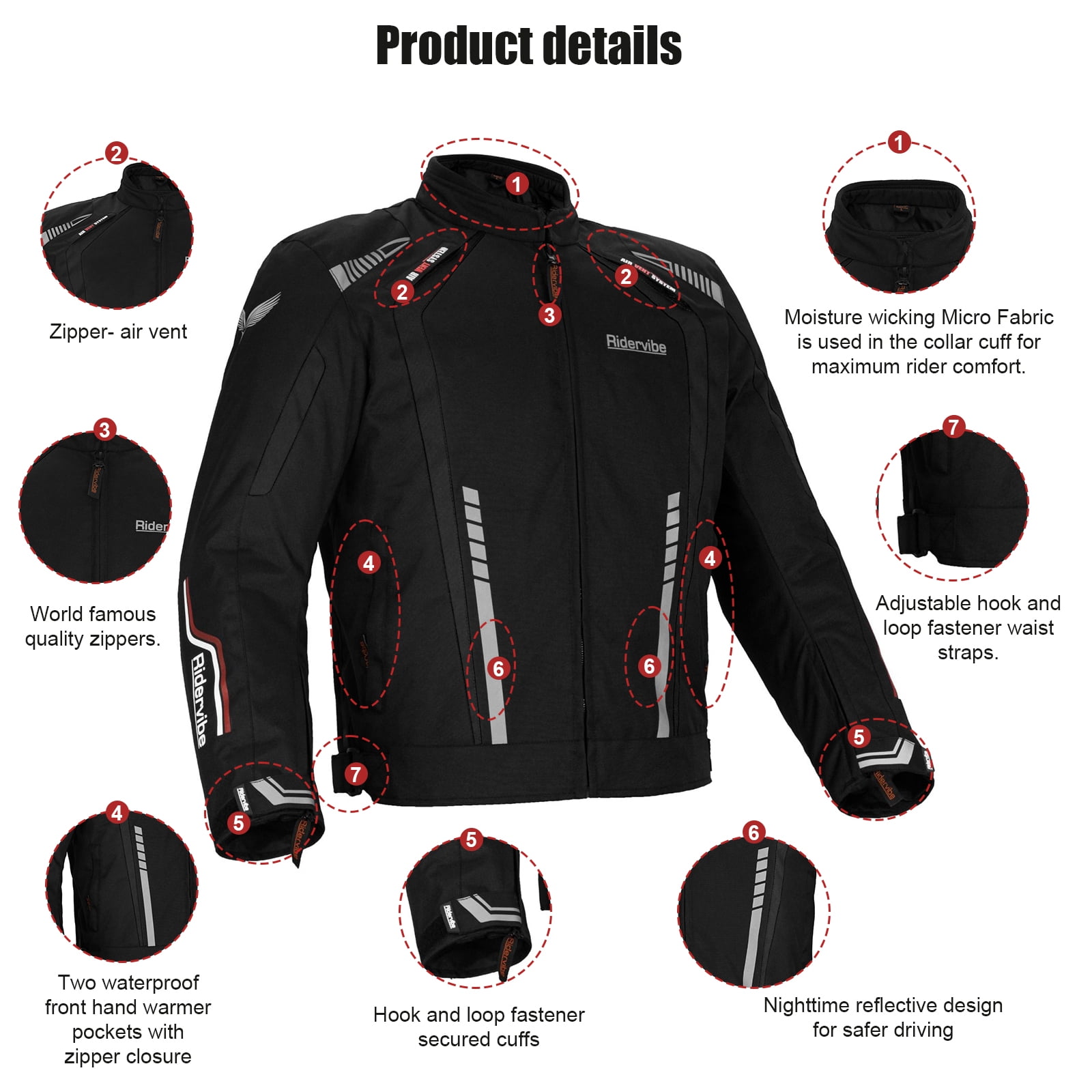Dream Apparel Men's All-season Motorcycle Jacket for Enduro Dualsport Riding with 600 D polyester, Armor Foam Padding, Visibility
