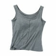 thumbnail image 1 of AherBiu Built in Bra Tank Tops for Women Padded Comfy Button Round Neck Pajams Summer Sleeveless Homewear Camis, 1 of 3