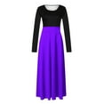 thumbnail image 4 of hotojiny Fall Dresses for Women Long Sleeve Crew Neck Fashion Patchwork Maxi Dress Party Cocktail Long Dress, 4 of 5